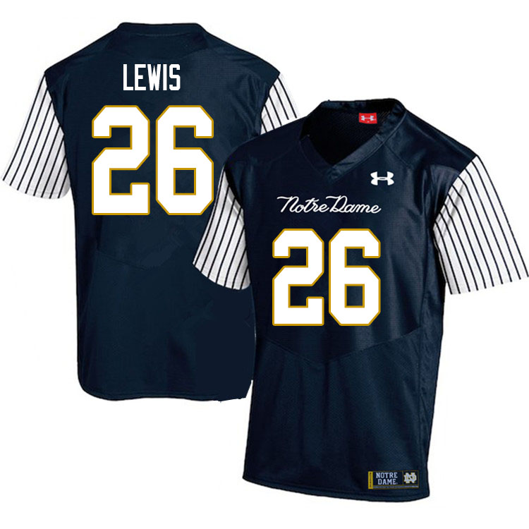 Men's NCAA Notre Dame Fighting Irish #26 Clarence Lewis Stitched College Under Armour Authentic Navy Alternate Football Jersey BC10K14VO